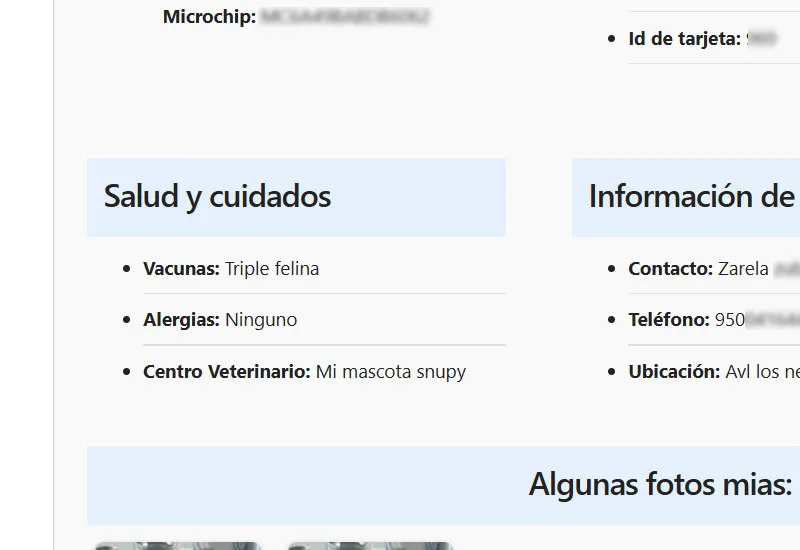 Perfil de Pipetbook mostrando historial de vacunas
